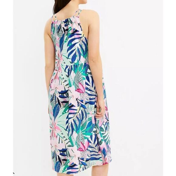 Loft NWOT Palm Double Strap Midi Dress sz 10 - Picture 2 of 6